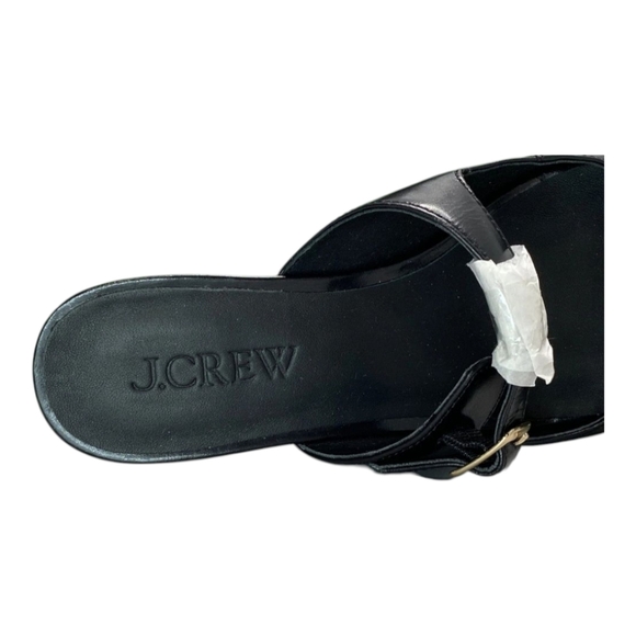J. Crew Womens Size 9 Layne Buckle Leather Two Strap Heel Sandals BX899 - Black - Picture 9 of 14
